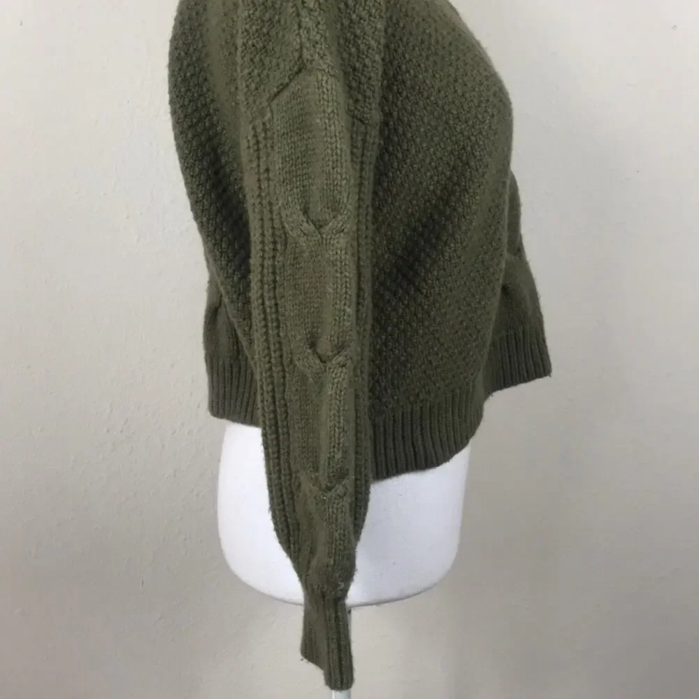J. Crew Cable Knit Balloon Sleeve Sweater.